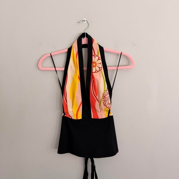 MULTICOLOR TRINA TURK HALTER NECK AND ASYMMETRICAL MIDI SKIRT SET - Picture 2 of 8